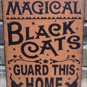 Witchcraft Primitive Witch Sign Magical Black Cats Guard This Home hocus pocus